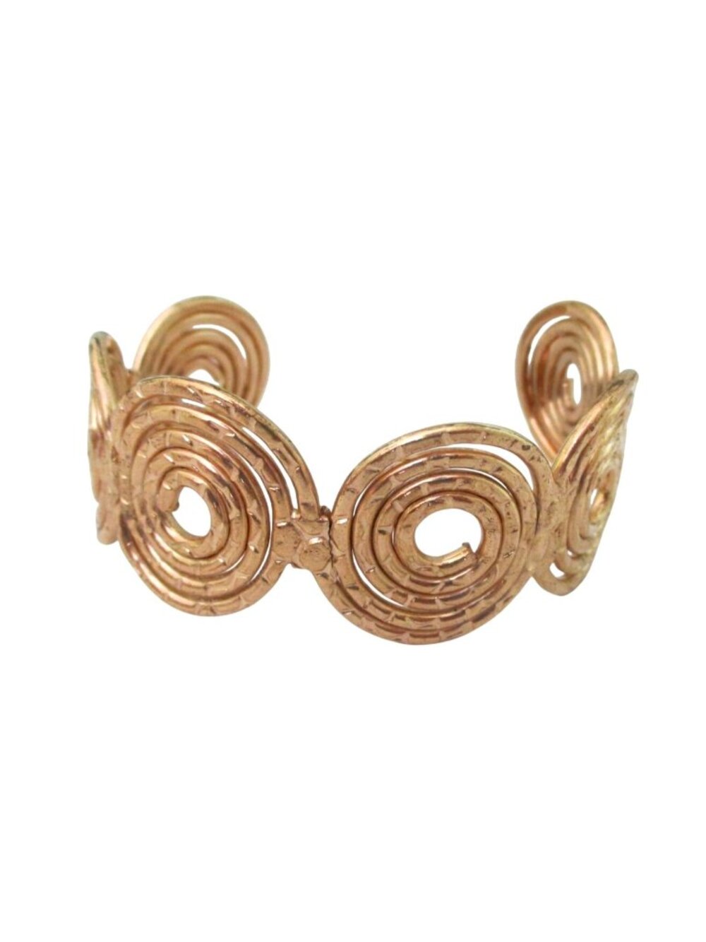 Hammered Spiral Design Cuff Bracelet Adjustable Fit